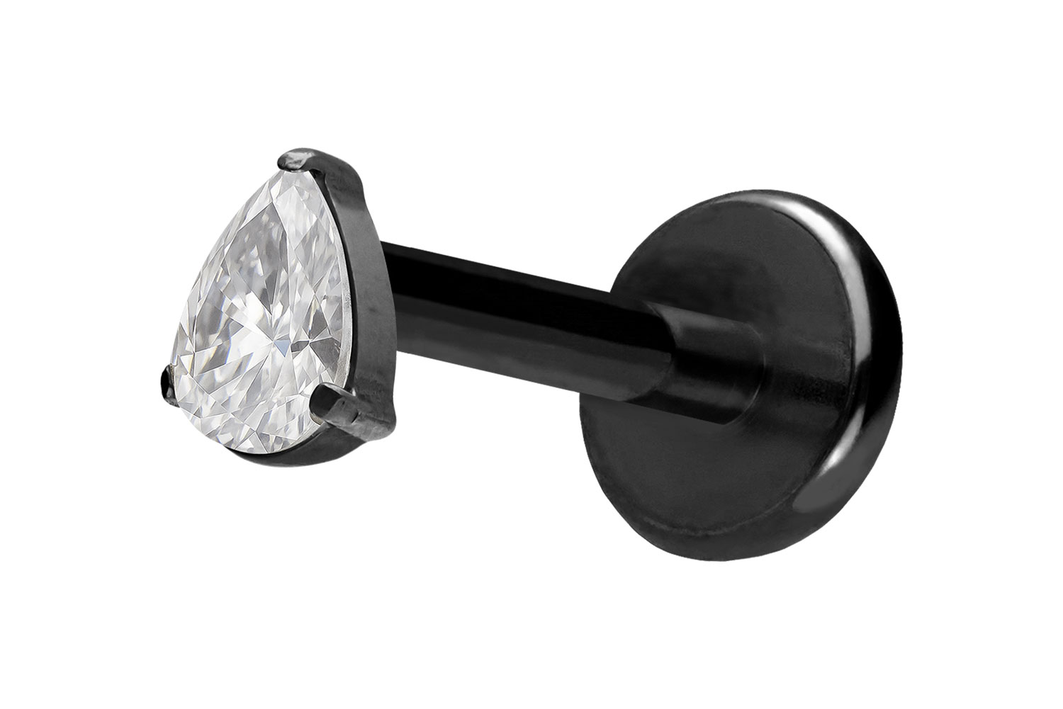Titan Labret Piercing mit Push Fit KRISTALLTROPFEN